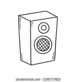 Dibujo manual de la columna musical. Altavoz de sonido con estilo de esbozo. Ilustración del vector aislada en fondo blanco
