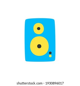 Hand drawn musical columns speaker bass equipment isolated on white. Modern vector illustration, bright colors.