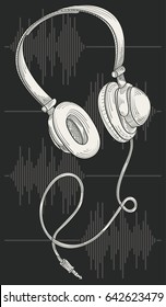 Hand drawn musical headphones