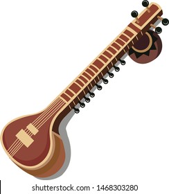 Hand Drawn Musical Instrument Sitar On Stock Vector (Royalty Free ...