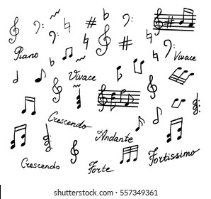 Hand Drawn Musical Notes Elements With Text
 