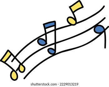Hand Drawn musical notes illustration isolated on background