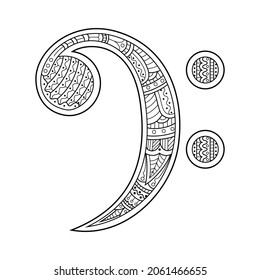 Hand drawn of Musical Notes in zentangle style