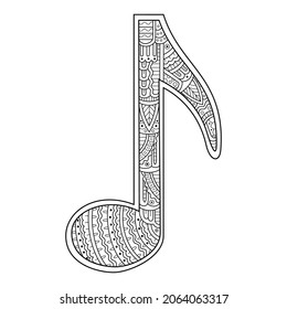 Dibujo manual de notas musicales en estilo zentangle