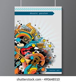 Hand Drawn Musical Poster - Vector Illustration, Graphic Design. For Web, Websites, Print, Presentation Templates, Mobile Applications And Promotional Materials