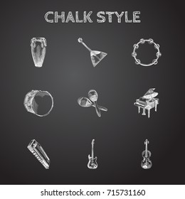 Hand Drawn Musical Sketches Set. Collection Of Pianoforte, Aerophone, Fiddle And Other Sketch Elements.