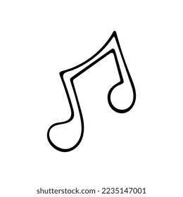 Hand drawn musical symbol, doodle music notes. Isolated on white background.