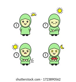 Hand Drawn Muslim Character Fasting