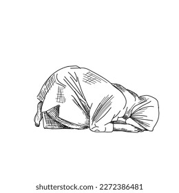 Hand drawn Muslim woman praying