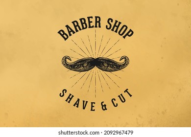 hand drawn mustache, barber shop logo Designs Inspiration Isolated on White Background