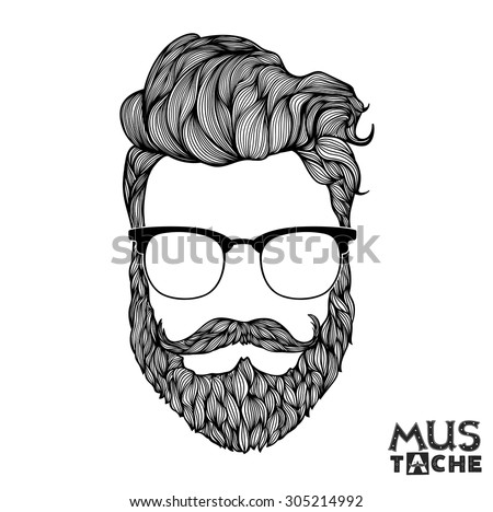 Hand Drawn Mustache Beard Hair Style Stock Vector (Royalty Free ...