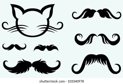 Hand drawn mustache and kitten