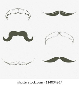 Hand drawn mustache set