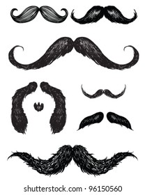 Hand drawn mustache set