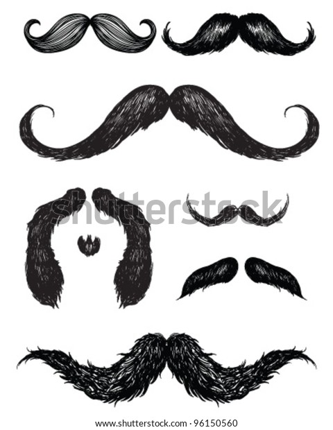 Hand drawn mustache
set
