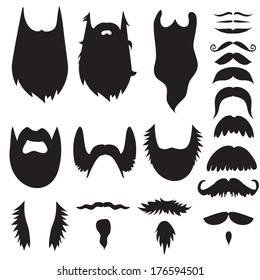 Hand drawn mustache set. Vector Illustration.