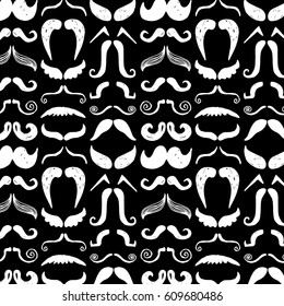 Hand drawn mustache set. vector, mustache, style