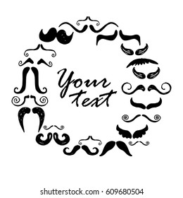Hand drawn mustache set. vector, mustache, style