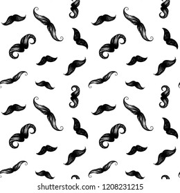 hand drawn mustaches pattern. Sketch of the different mustaches. Very beutiful mustaches for barber shop.