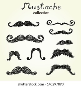 Hand drawn mustaches set eps8