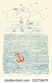 Hand Drawn "My Love As Deep" Typographical Poster