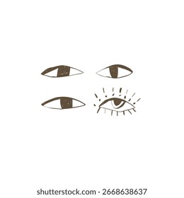Handgezeichnete mystische Augen Vektor Clipart für Aufkleber Schreibwaren Home Decor und Boho Design Vektorgrafik