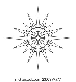 Hand drawn mystical Sun in line art. Bohemian symbol bursting sun rays. Magic celestial circle talisman, antique style, boho, tattoo, logo. Vector sketch illustration isolated on white background