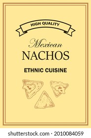 Hand drawn nacho chips design isolated on white background. Vector illustration in sketch style