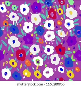 hand drawn naif floral vector background