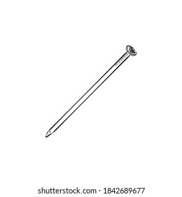 Hand drawn nail heads vector sketch. Doodle drawing. Vector sketch house remodel tool. nail vector sketch illustration