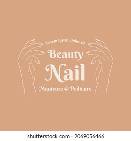 hand drawn nail logo salon beauty hand in magical for salon, nail art, manicure