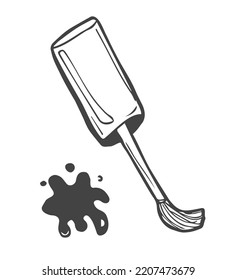 Botella de esmalte de uñas dibujada a mano. Ilustración de moda. Esbozo de belleza. Ilustración del vector