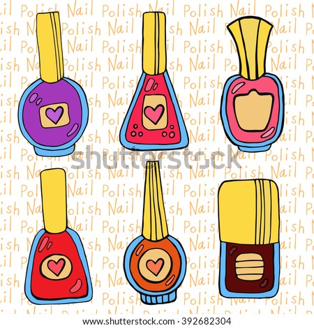 Set Of Nail Polish Bottles Vector Image Of Beauty Fashion C Kannaa