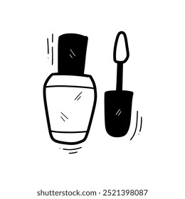 Desenhado À Mão Unha Polonês Ilustração. Vetor Doodle. Isolado no plano de fundo branco - EPS 10 Vetor