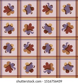Un naive daisy gingham sin fisuras. Fondo floral silenciado. Tonos neutros de color picante suave. Gráficos impresos para moda casera, decoración casera, papelería. Repetición de vectores10