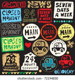 hand drawn naive design elements
