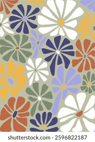 Hand drawn naive flowers in trendy style. Abstract minimalist botanical drawing. Botanic vector illustration in pastel colors for interior, wall art, home decoration