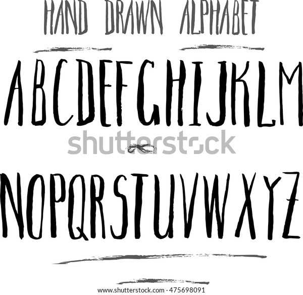 Hand Drawn Narrow Alphabet Narrow Doodle Stock Vector (Royalty Free ...