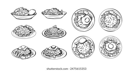 Hand Drawn Nasi Goreng Set