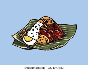 Hand drawn nasi lemak illustration
