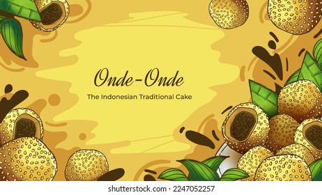 Hand Drawn Nasi Tumpeng The Indonesian TraditiHand Drawn Onde-Onde The Indonesian Traditional Cake Backgroundonal Food Background