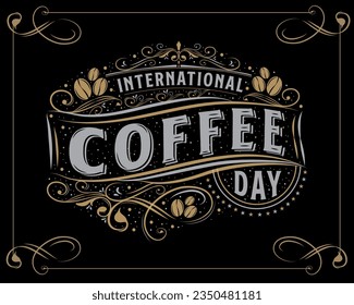 Hand drawn national coffee day vector illustration. Happy national coffee day design.