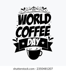 Hand drawn national coffee day vector illustration. Happy national coffee day design.