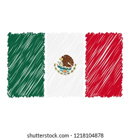 Hand Drawn National Flag Mexico Isolated Stock Vector (Royalty Free ...