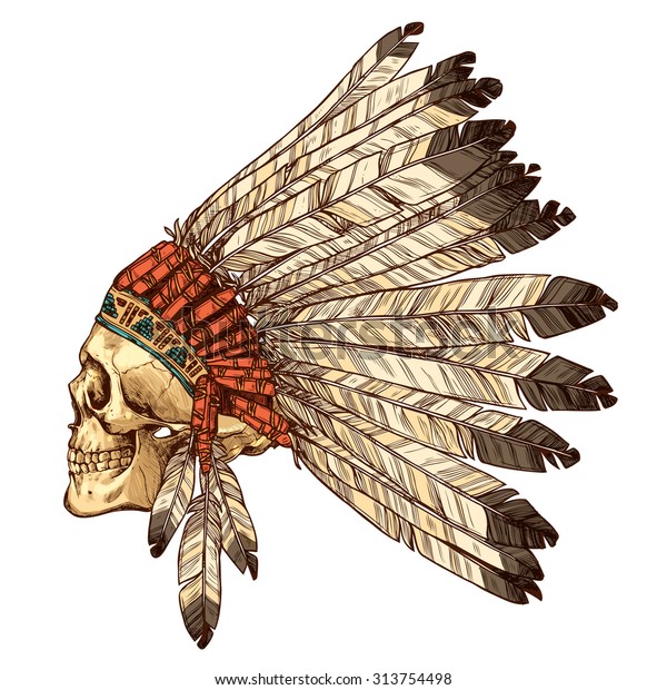 Hand Drawn Native American Indian Headdress Stock Vector Royalty Free 313754498