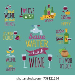 Hand drawn natural badges and labels for wine vector illustration restaurant alcohol menu sign.