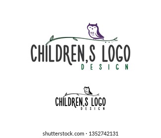 hand drawn natural deign for children with owl