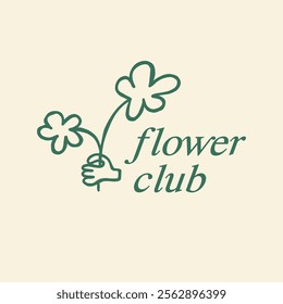 hand drawn natural flower logo illustration