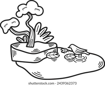 Hand Drawn natural island in flat style isolated on background