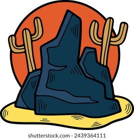 Hand Drawn natural island in flat style isolated on background